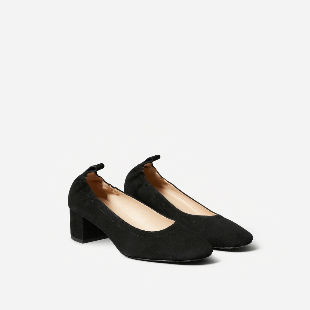 Everlane - The Day Heel in Black Suede, Size 8